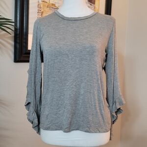 Avec Les Filles Cotton Top with Ruffled Sleeves